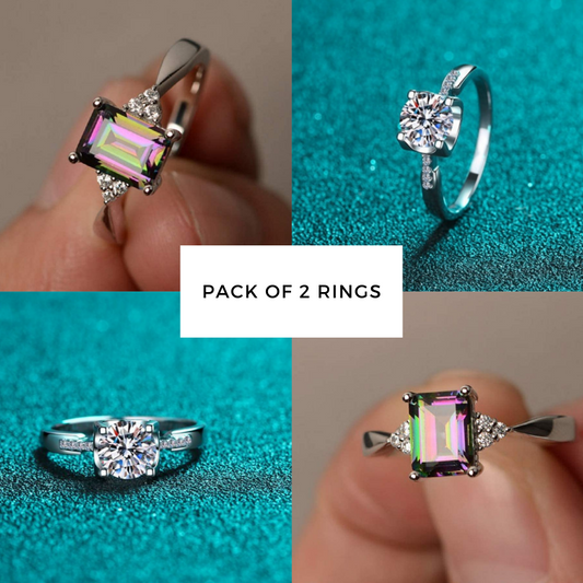 Pack of 2 - Exquisite Cubic Zircon Rings