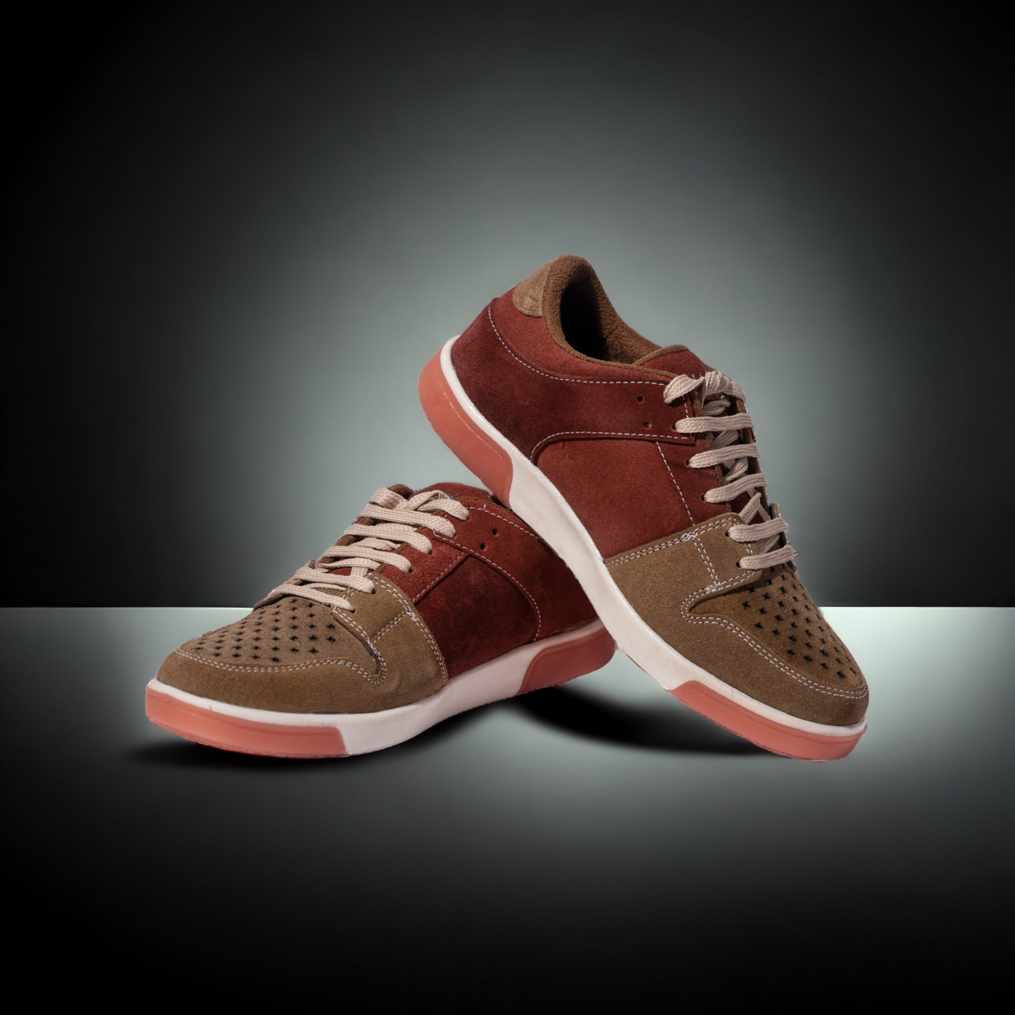 SNA 2.0 Conquest Premium Suede Leather Cherry Laceup Sneakers | TPR Rubber Sole | 6 Month Warranty