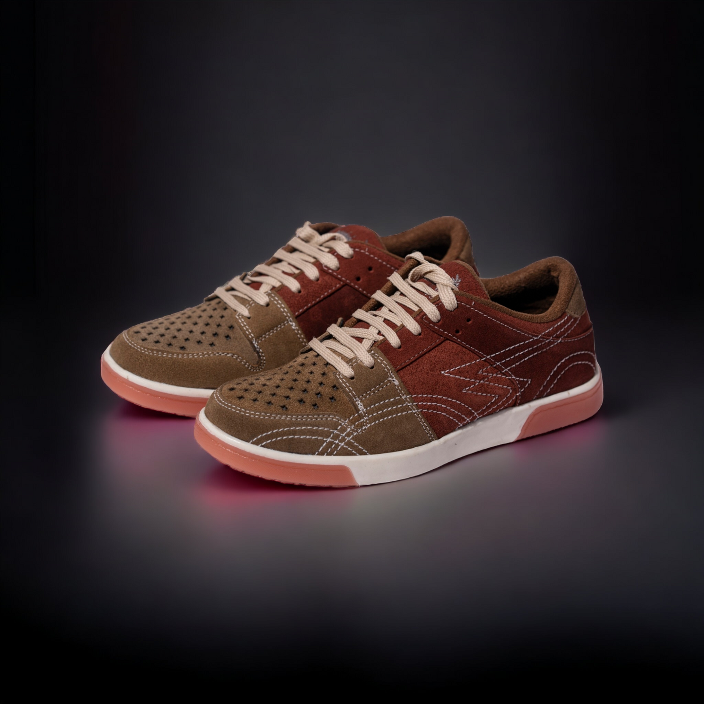 SNA 2.0 Conquest Premium Suede Leather Cherry Laceup Sneakers | TPR Rubber Sole | 6 Month Warranty