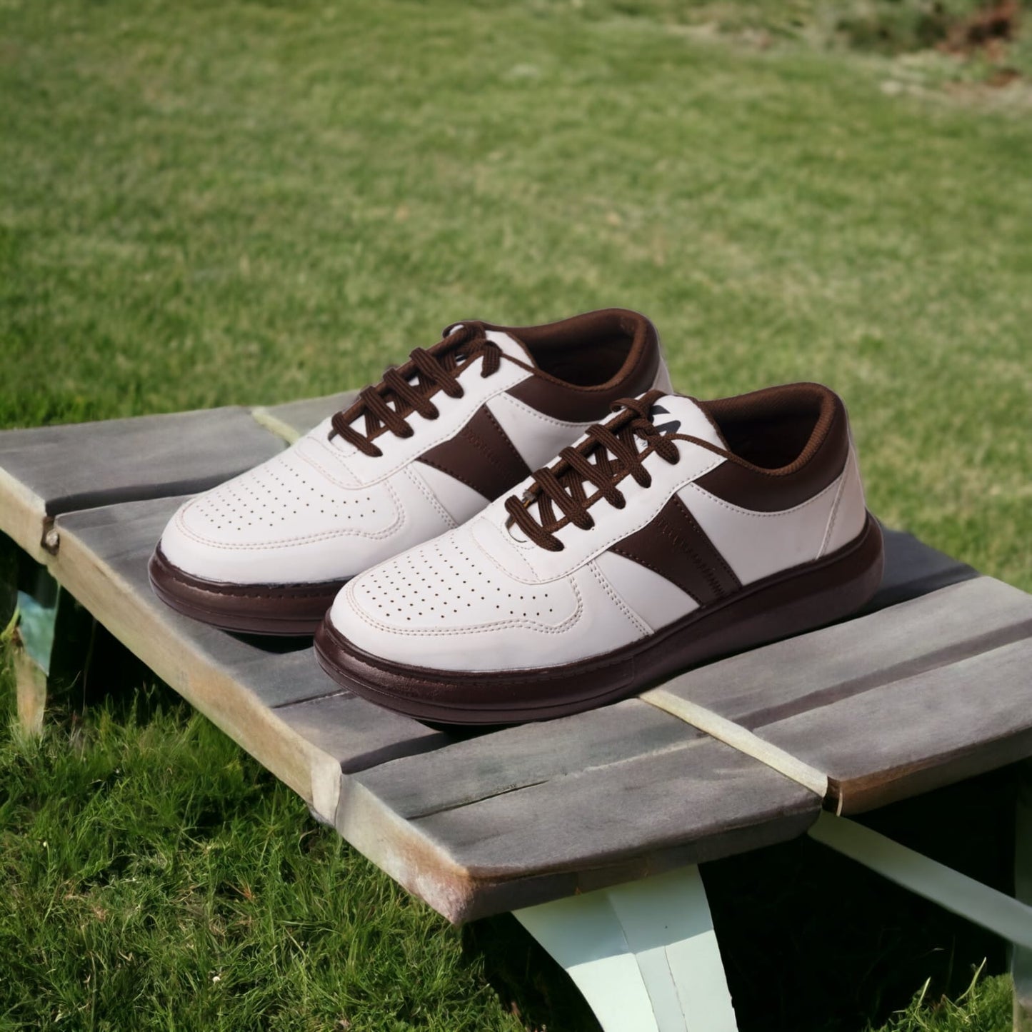 Mono Brown Laceup Sneakers